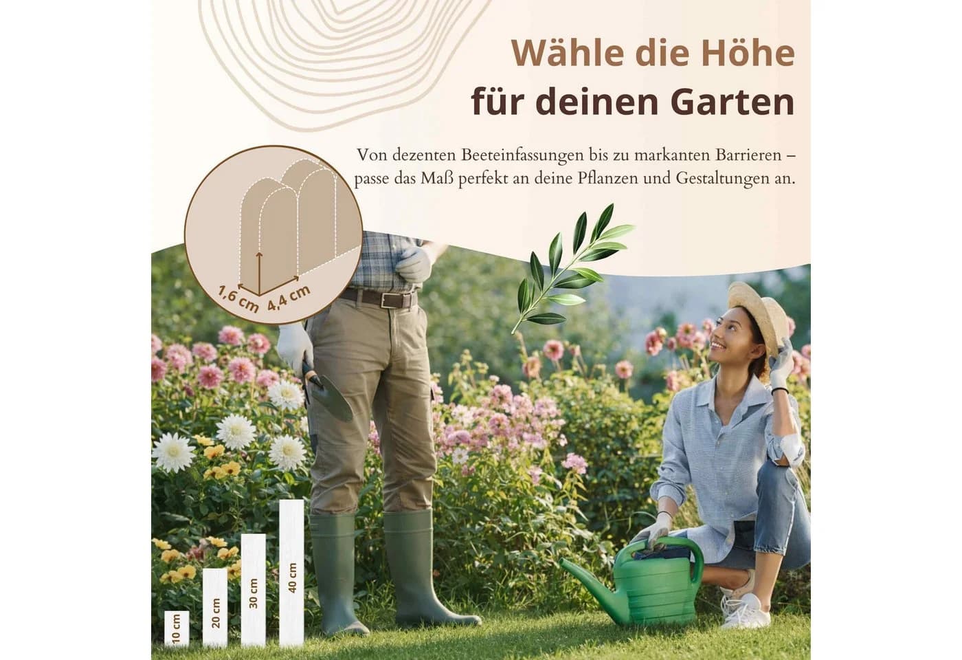 Floranica Flexible Beeteinfassung Anthrazit Kiefernholz