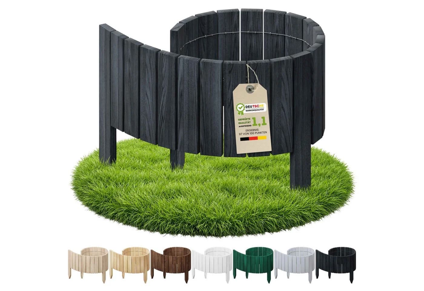 Floranica Flexible Beeteinfassung Anthrazit Kiefernholz - Bild 2