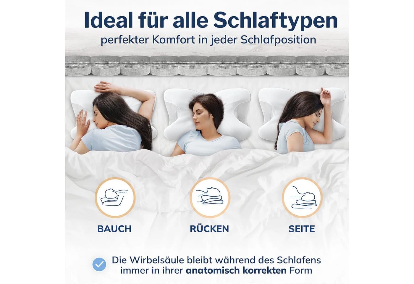 CALMONT Nackenstützkissen Memory Foam Orthopädisch Weiß - Bild 3