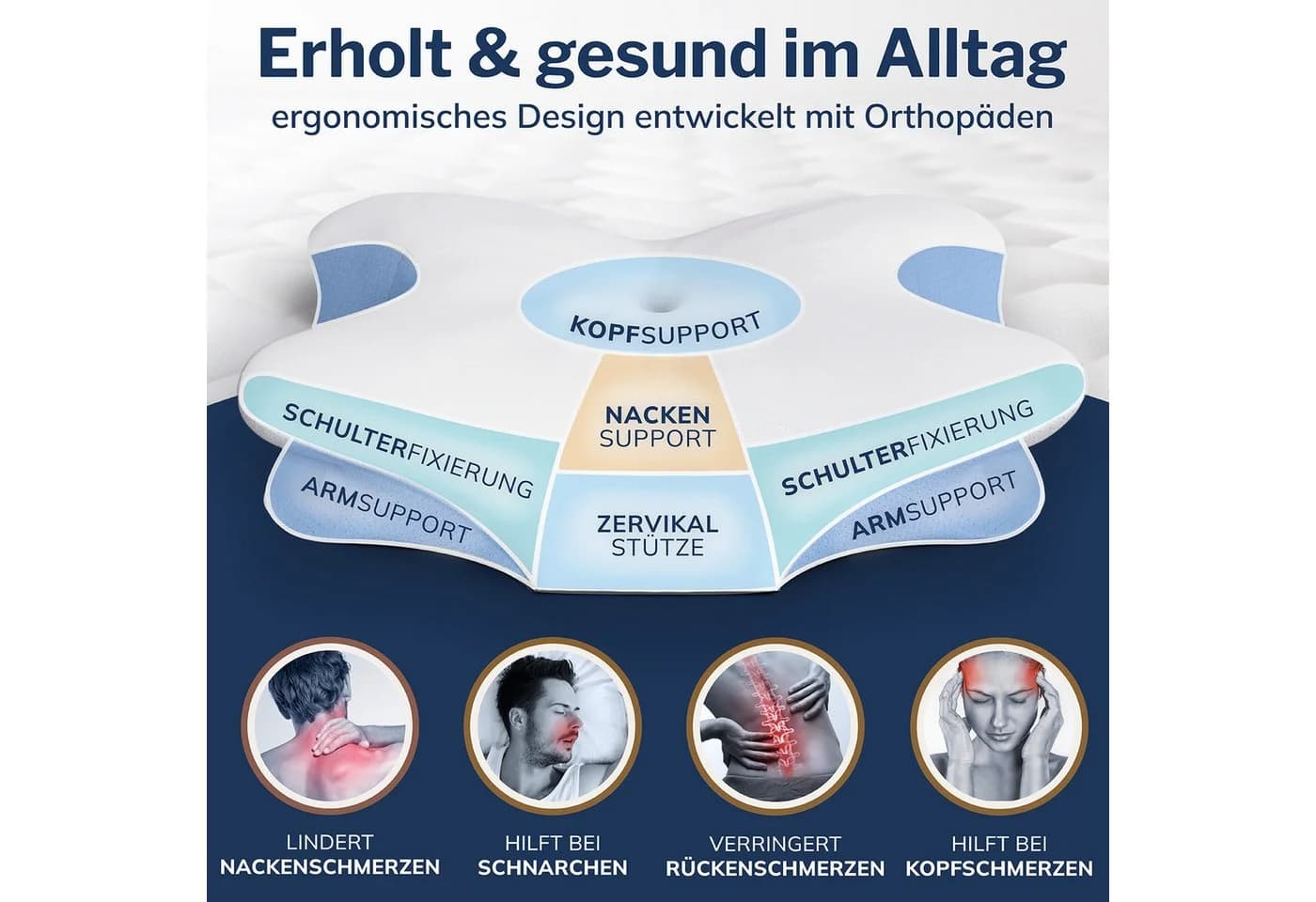 CALMONT Nackenstützkissen Memory Foam Orthopädisch Weiß - Bild 4