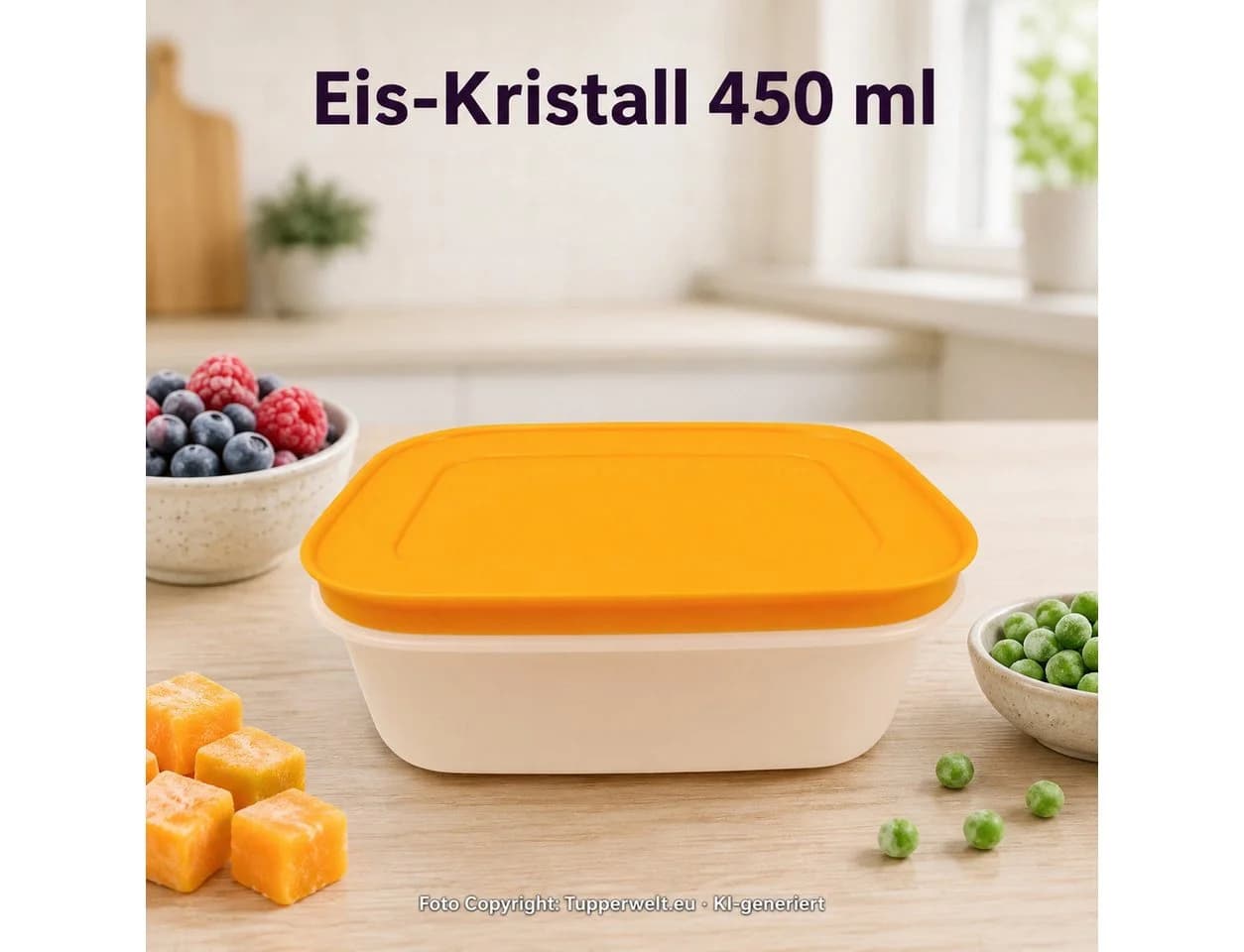 TUPPERWARE Eis-Kristall Gefrier-Behälter 450 ml Weiß/Orange
