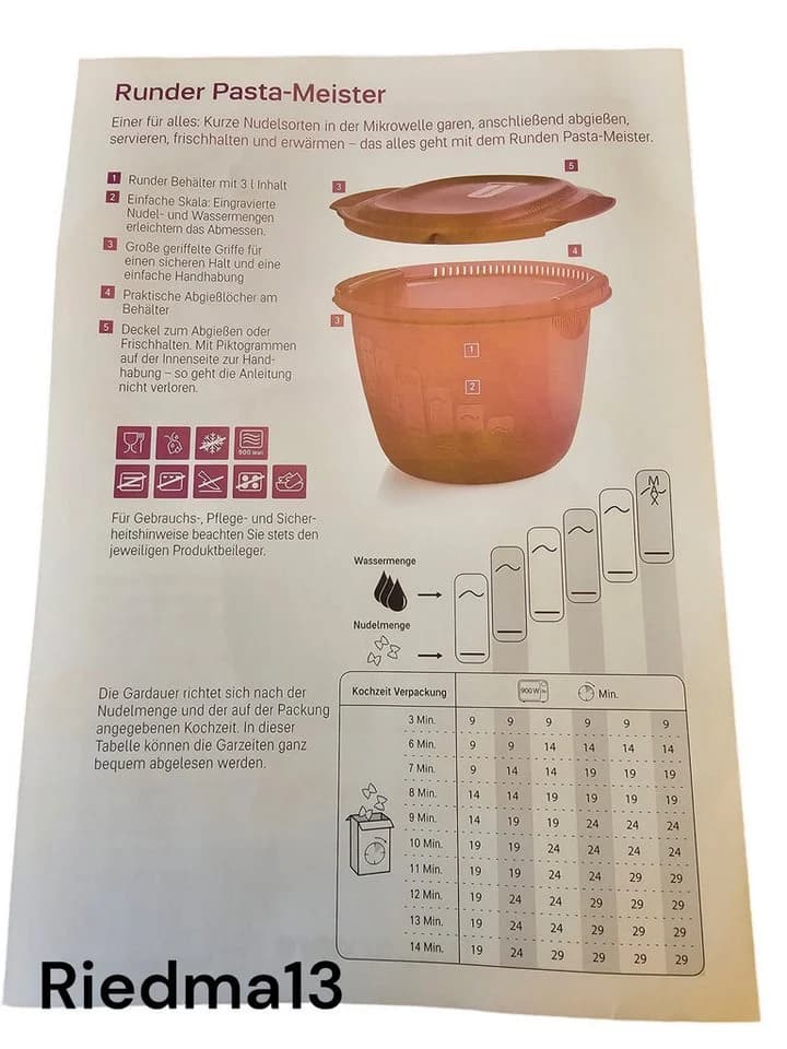 TUPPERWARE Mikrowellenteller Pasta-Meister 3,0 L Lila rund - Bild 3