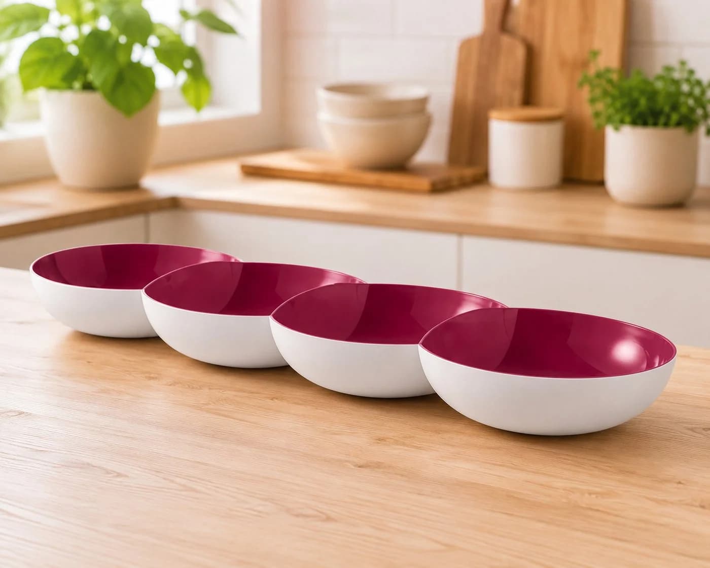 TUPPERWARE Servierschale Allegra Perle 4-fach Rot/Weiß