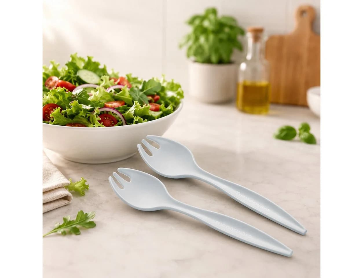 TUPPERWARE Allegra Salatbesteck Set Weiß