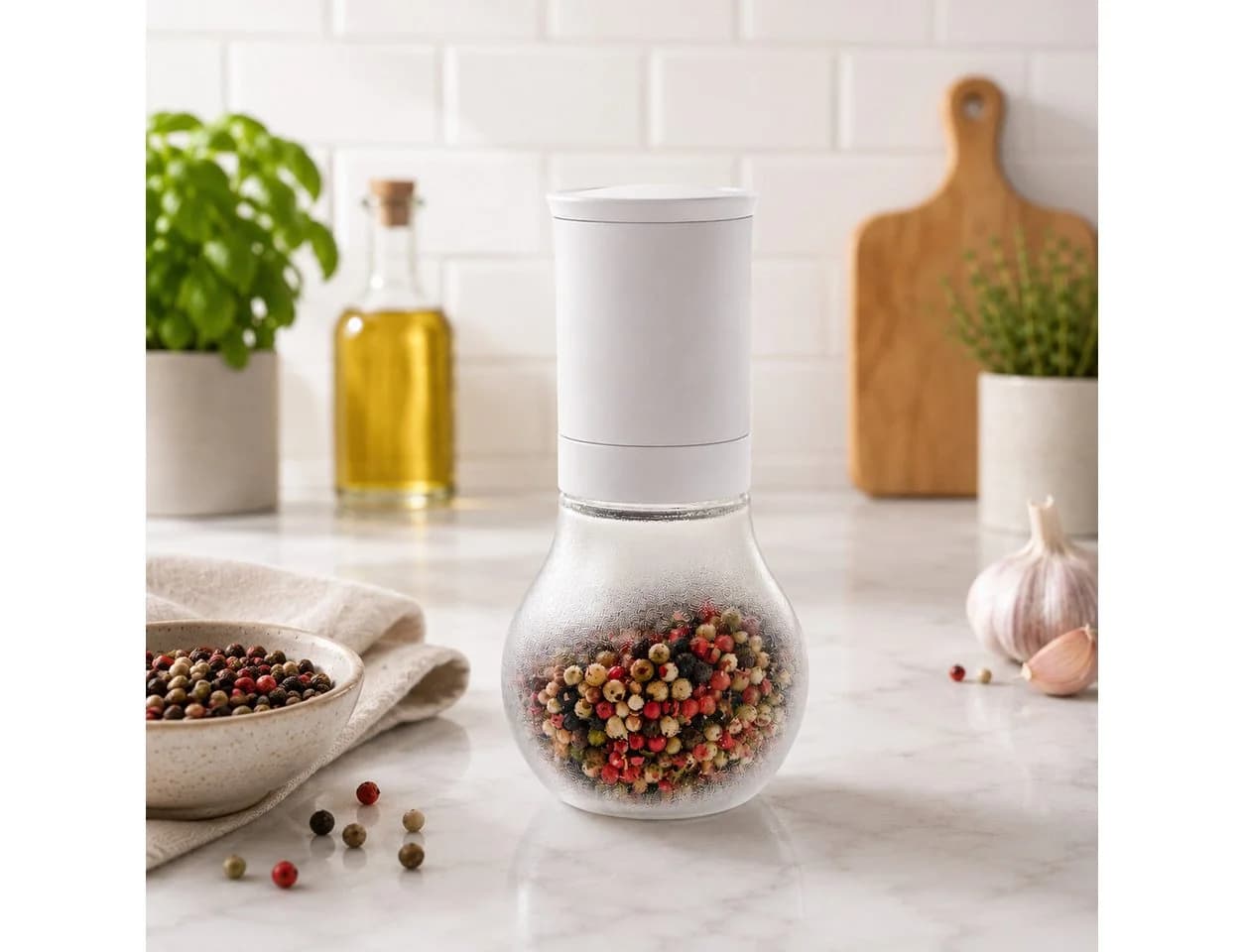 TUPPERWARE Allegra Gewürzmühle Weiß Transparent