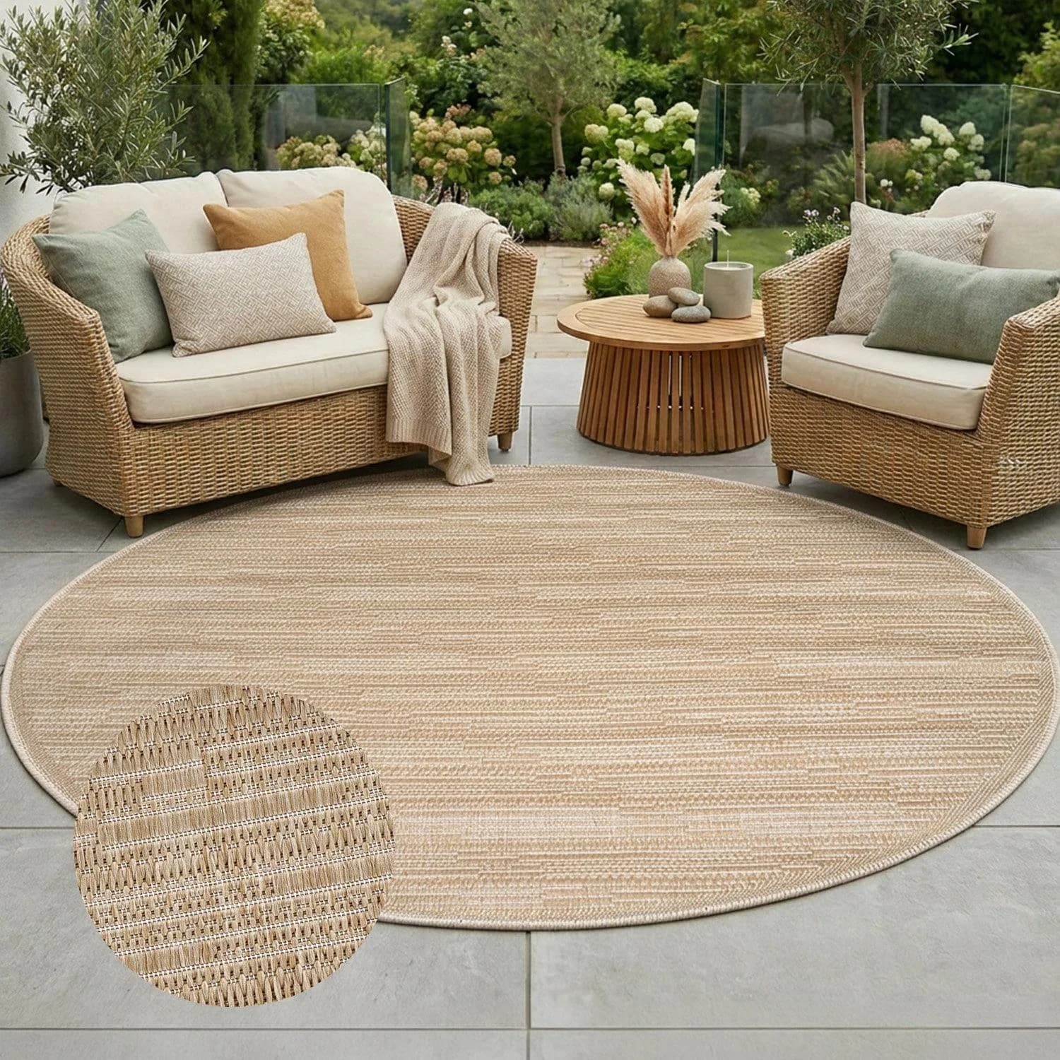 Carpet City Outdoorteppich Braun Flachgewebe Wetterfest