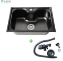 Faizee Möbel Edelstahlspüle Titan Schwarz/Silber inkl. Siphon Bild 1
