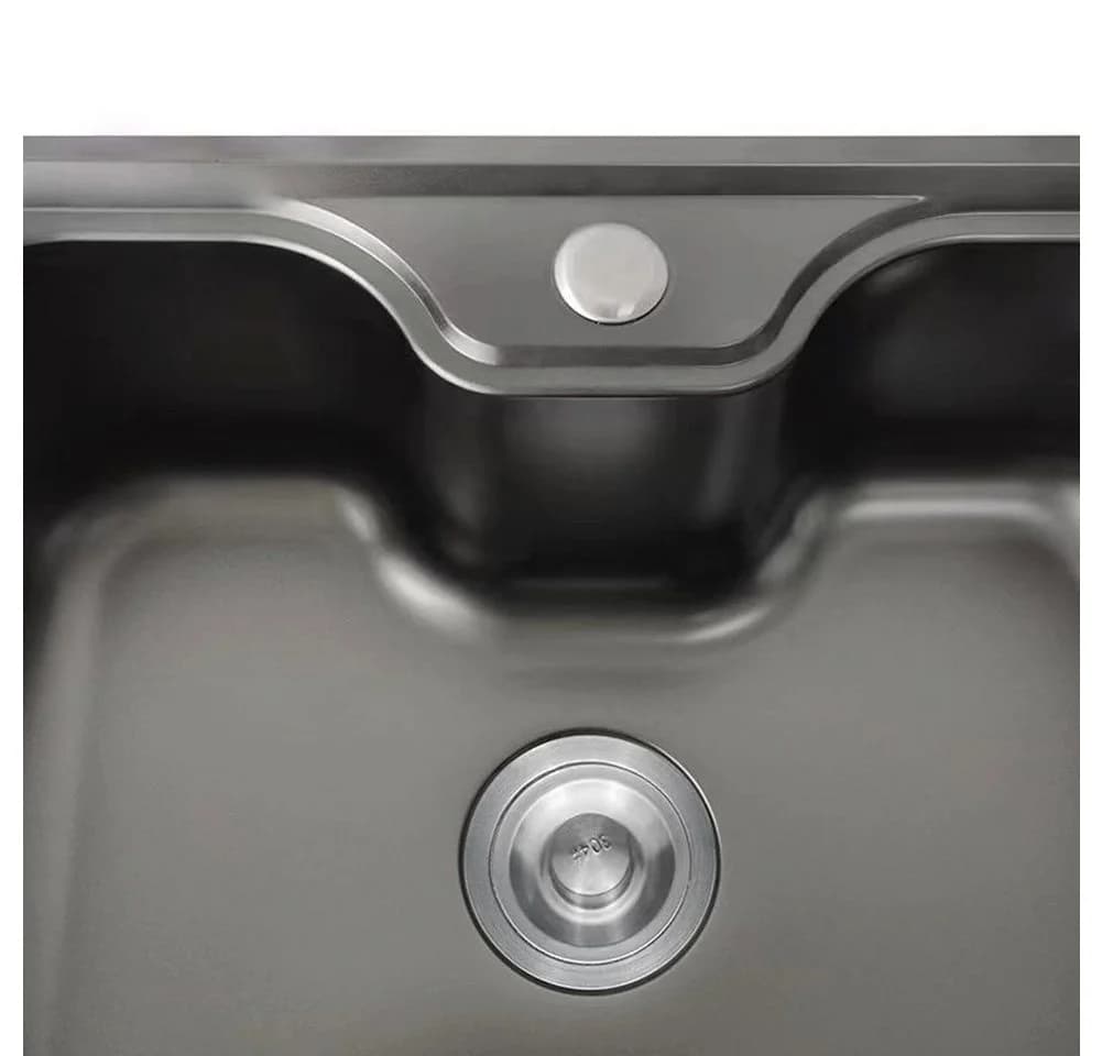 Faizee Möbel Edelstahlspüle Titan Schwarz/Silber inkl. Siphon - Bild 3