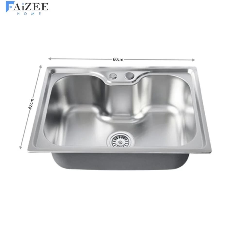 Faizee Möbel Edelstahlspüle Titan Schwarz/Silber inkl. Siphon - Bild 5