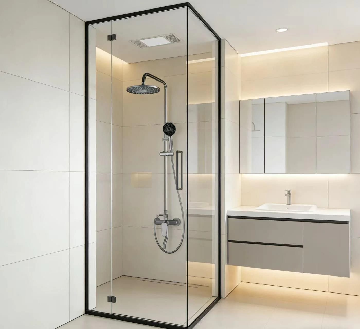 Faizee Möbel Duschsystem Regendusche mit Handbrause Schwarz/Silber
