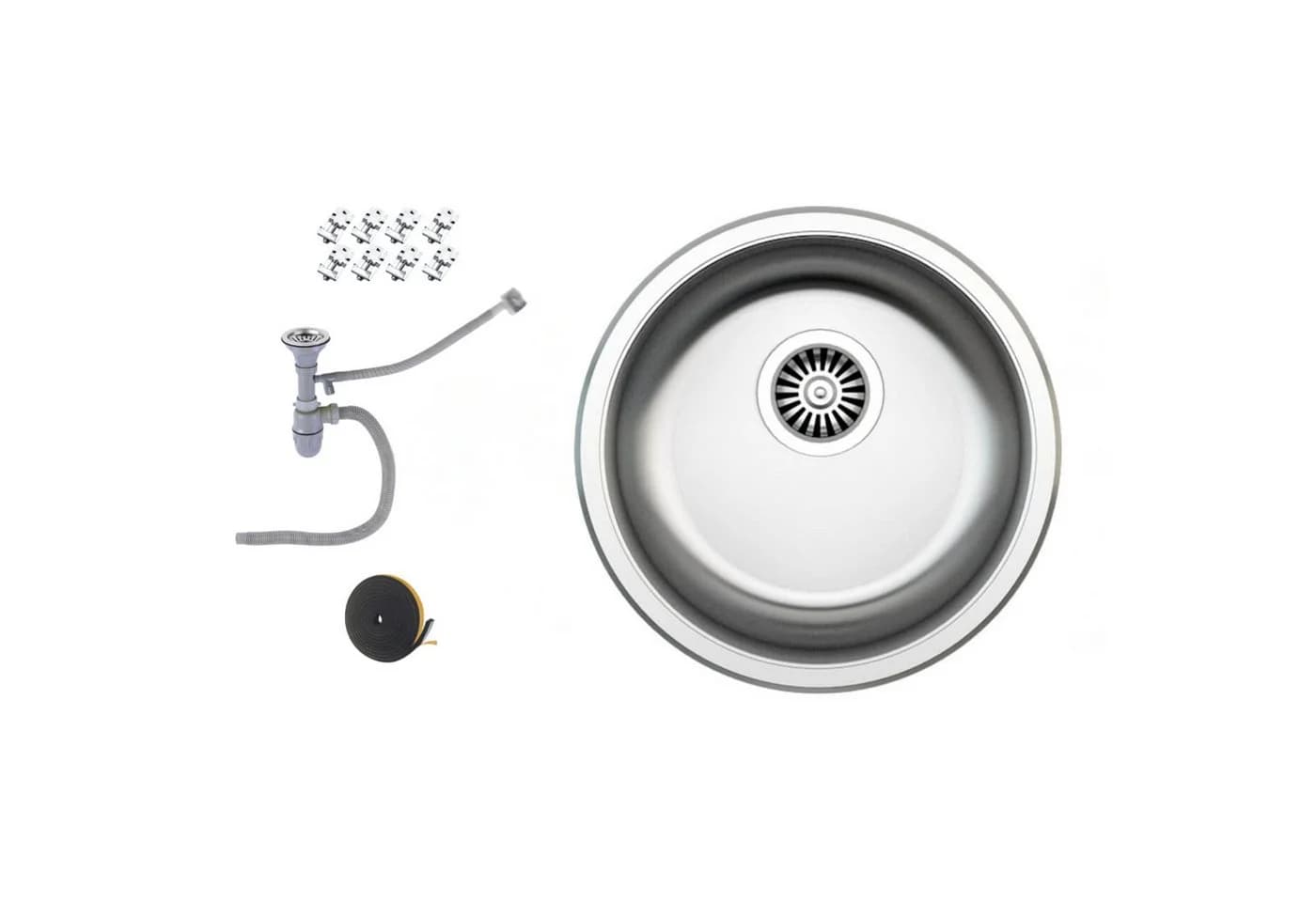 Faizee Möbel Edelstahl-Einbauspüle Rund 42cm Ø Inkl. Armatur-Set - Bild 2
