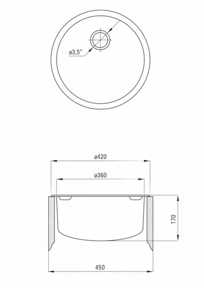 Faizee Möbel Edelstahl-Einbauspüle Rund 42cm Ø Inkl. Armatur-Set - Bild 4