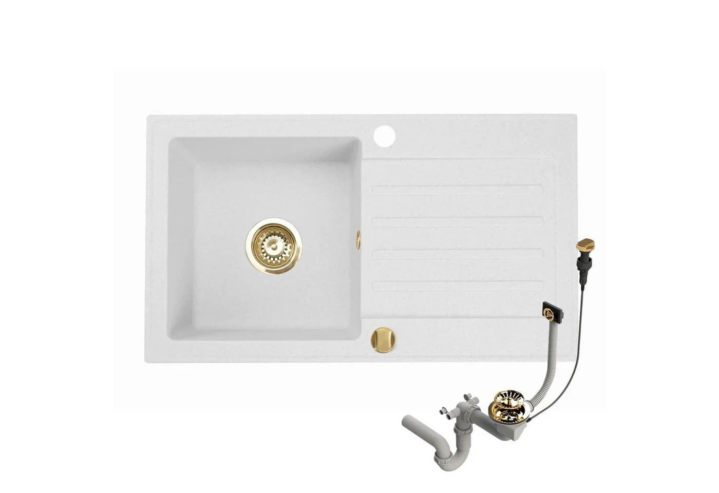 Faizee Möbel Granitspüle Beige mit Armatur Gold