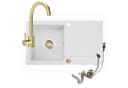 Faizee Möbel Granitspüle Beige mit Armatur Gold Bild 2