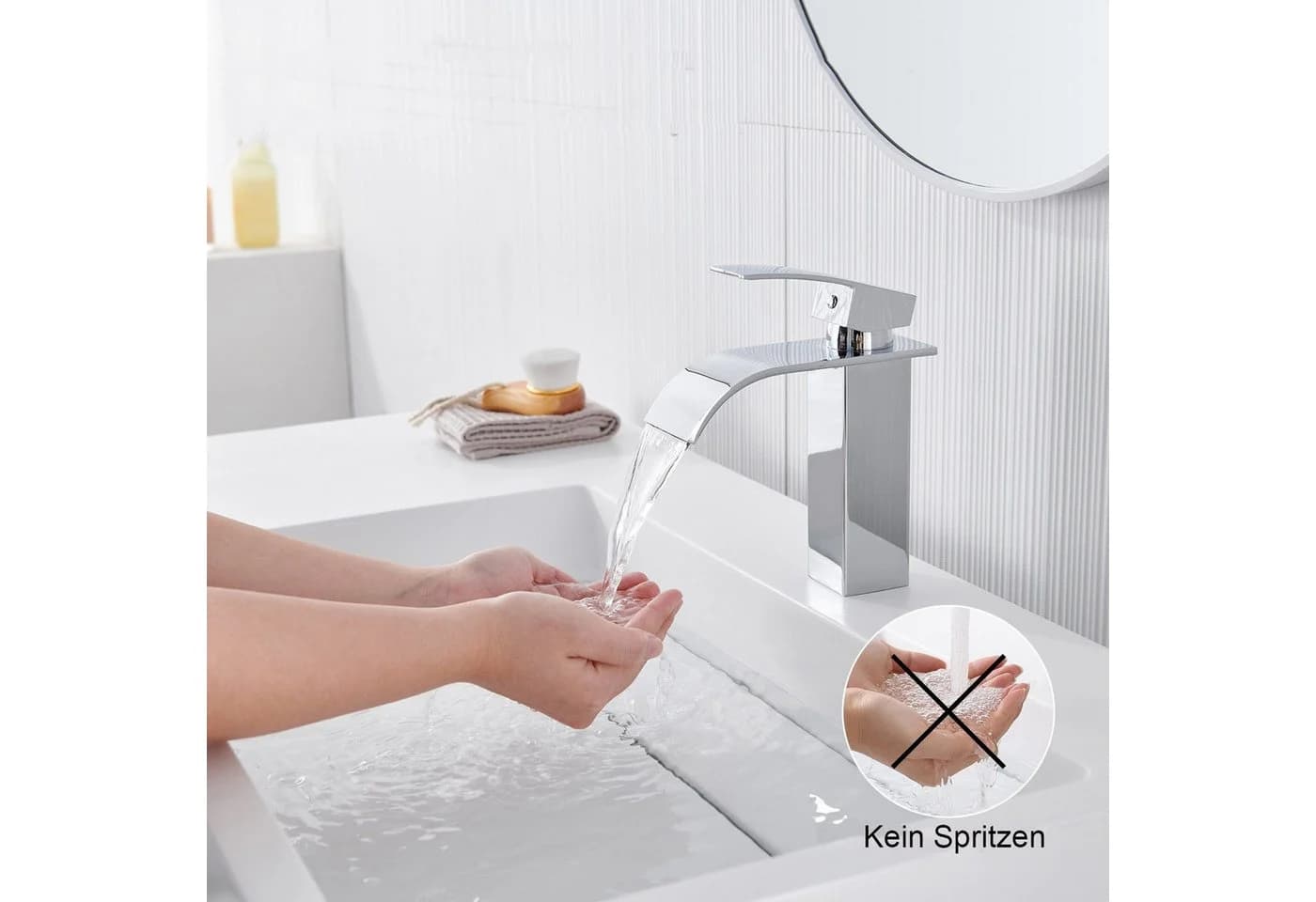 Faizee Home Badarmatur Wasserfall Chrome Armatur Modern