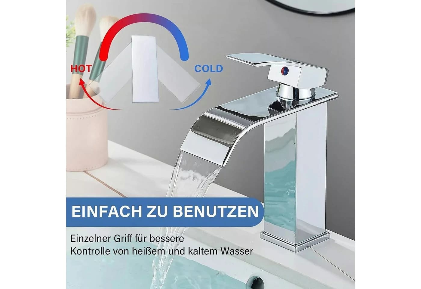 Faizee Home Badarmatur Wasserfall Chrome Armatur Modern - Bild 5