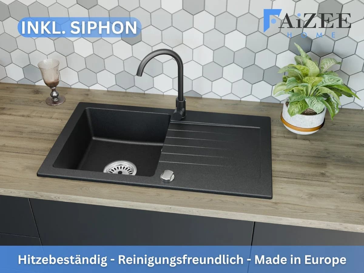 Faizee Möbel Granitspüle Alisha Beidseitig Montierbar Kratzfest - Bild 3