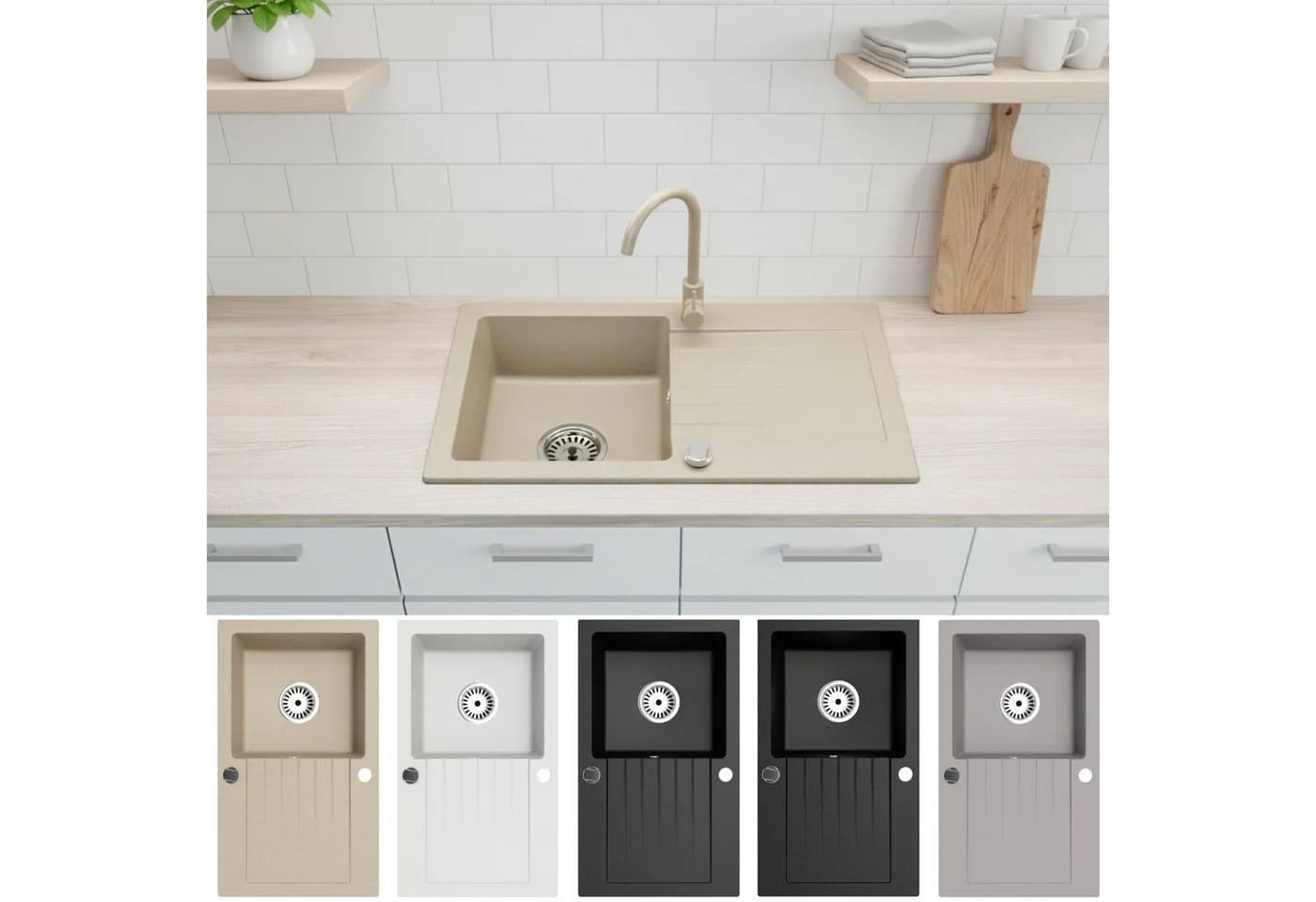 Faizee Möbel Granitspüle Alisha Beige Modern Einbauspüle - Bild 2