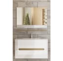 Faizee Möbel Badmöbel-Set 90cm Hochglanz Weiß mit LED & Waschbecken Bild 3