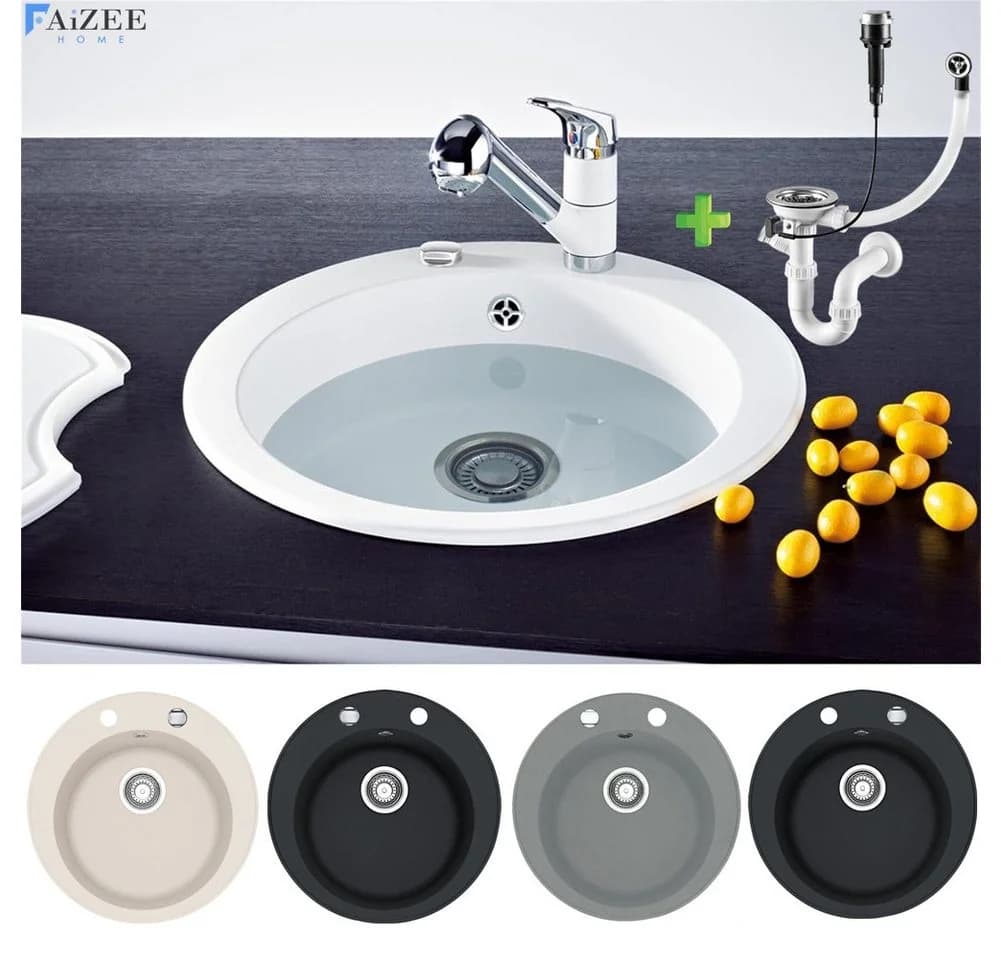 Faizee Home Granitspüle Vela Weiß Modern - Bild 2