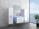 Faizee Möbel Badmöbel-Set Weiß Komplett mit LED-Spiegel und Touch Bild 2