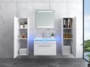 Faizee Möbel Badmöbel-Set Weiß Komplett mit LED-Spiegel und Touch Bild 3