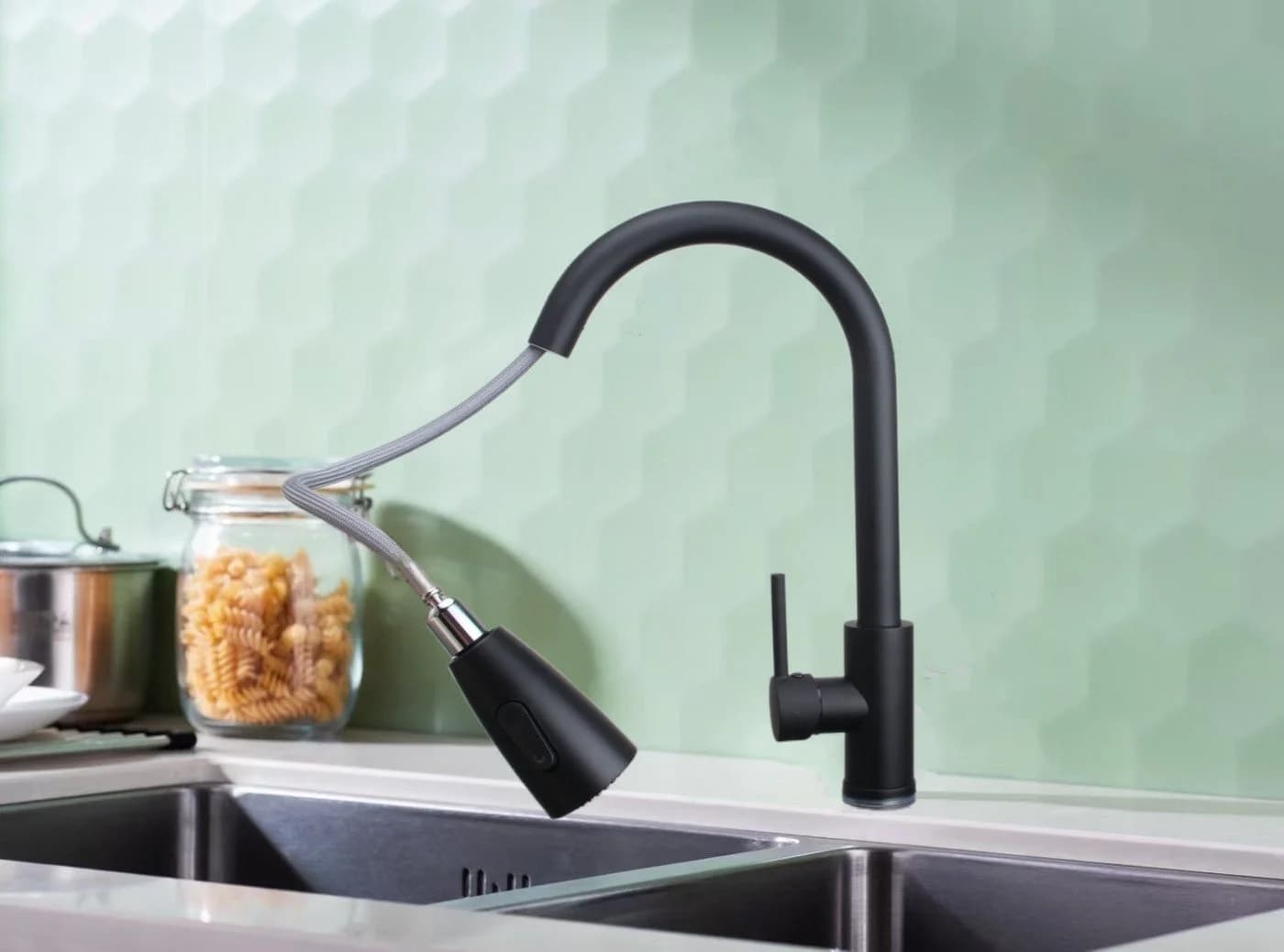 Faizee Home Granitspüle Mattschwarz Reversibel Einbauspüle - Bild 5