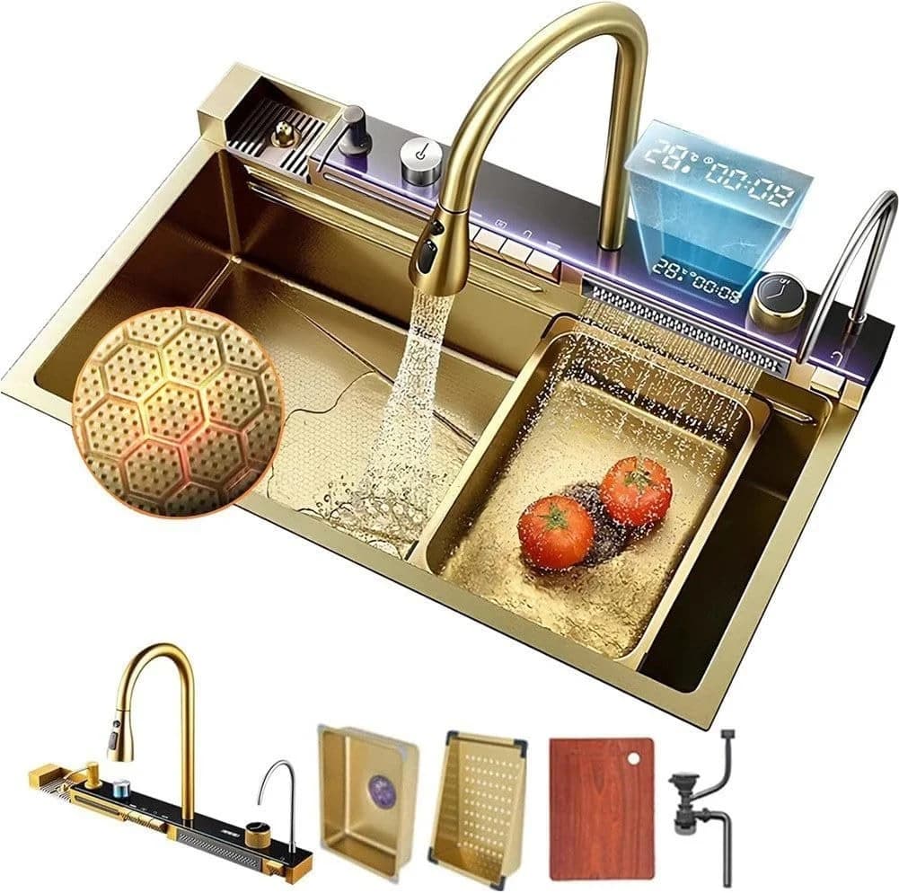 Faizee Home Einbauspüle Nano Wasserfall Edelstahl Gold/Silber/Schwarz - Bild 2