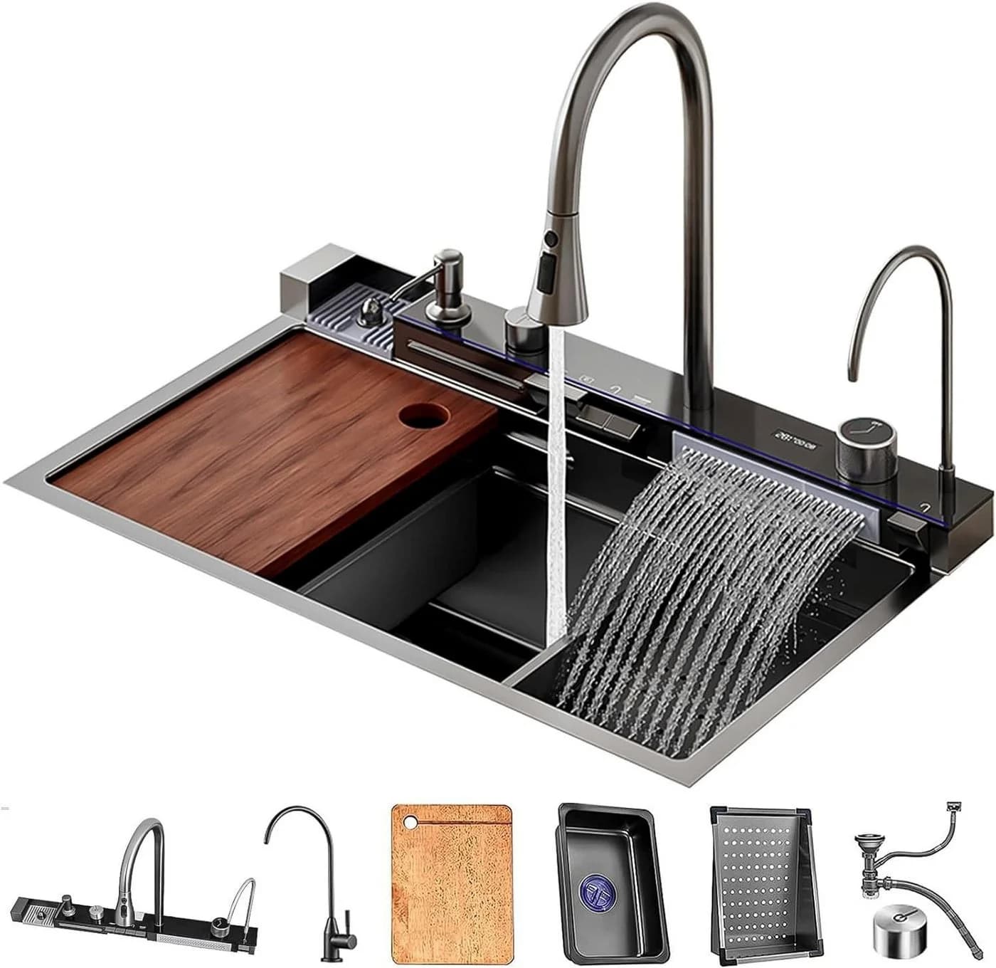 Faizee Home Einbauspüle Nano Wasserfall Edelstahl Silber - Bild 2