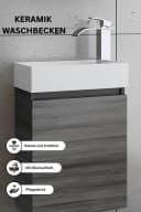 Faizee Home Badmöbel-Set Rikka mit Keramik-Waschbecken und Spiegel Bild 3