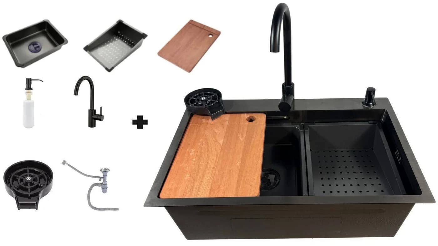Faizee Home Quantum Edelstahlspüle 75x45 cm Schwarz - Bild 2