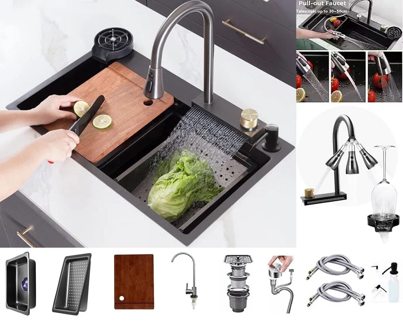 Faizee Home Neom Wasserfall-Küchenspüle Edelstahl Silber - Bild 2