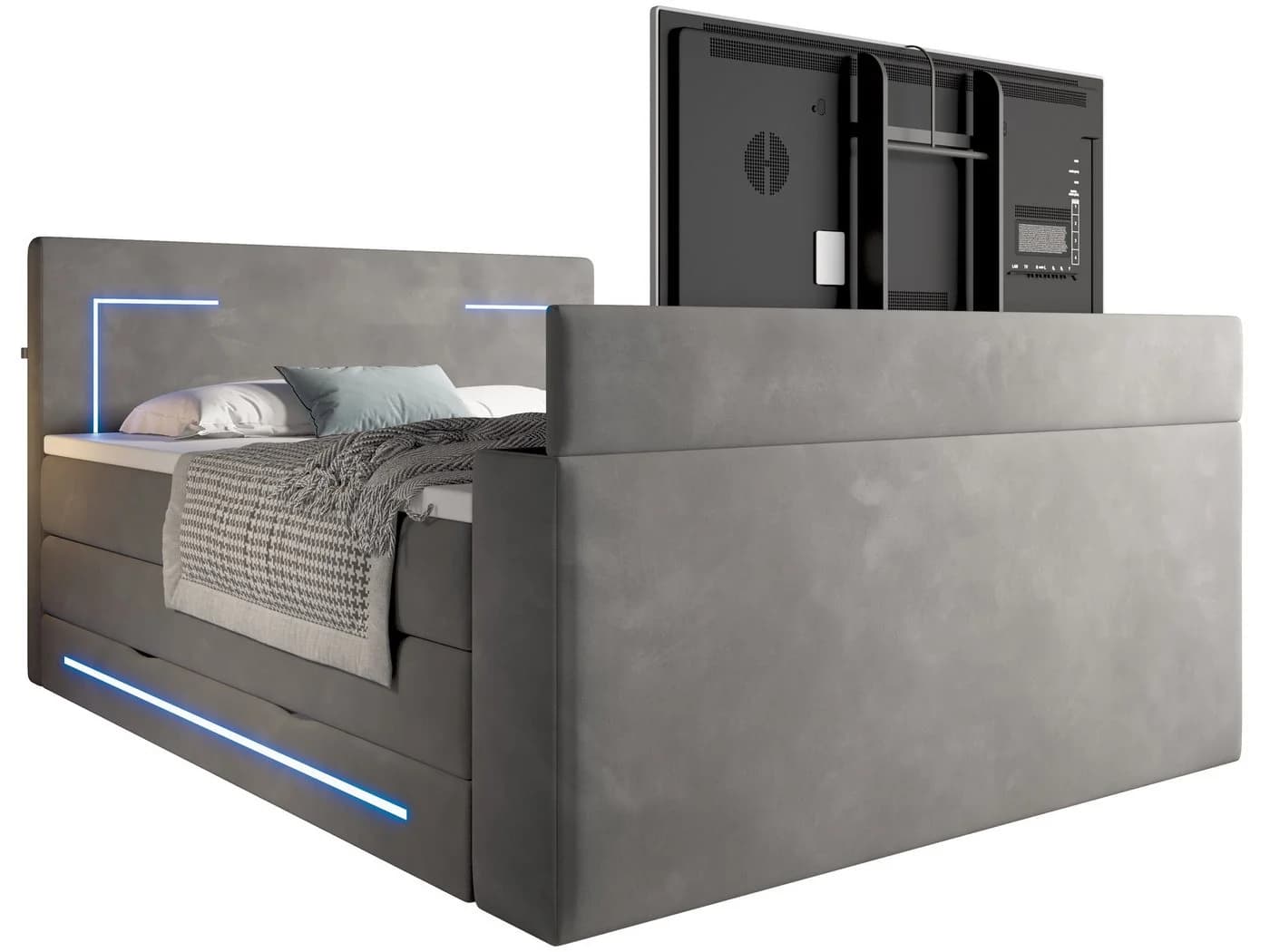 wonello Boxspringbett Monaco Samt mit TV-Lift & LED - Bild 4