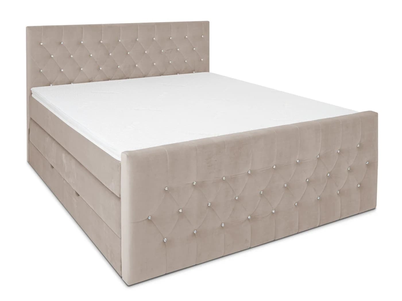 wonello Boxspringbett Sira mit Bettkasten, Matratze & Topper, Samt Beige - Bild 3