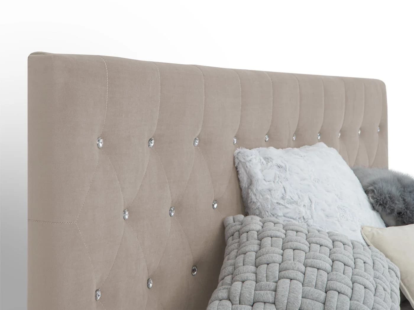 wonello Boxspringbett Sira mit Bettkasten, Matratze & Topper, Samt Beige - Bild 5