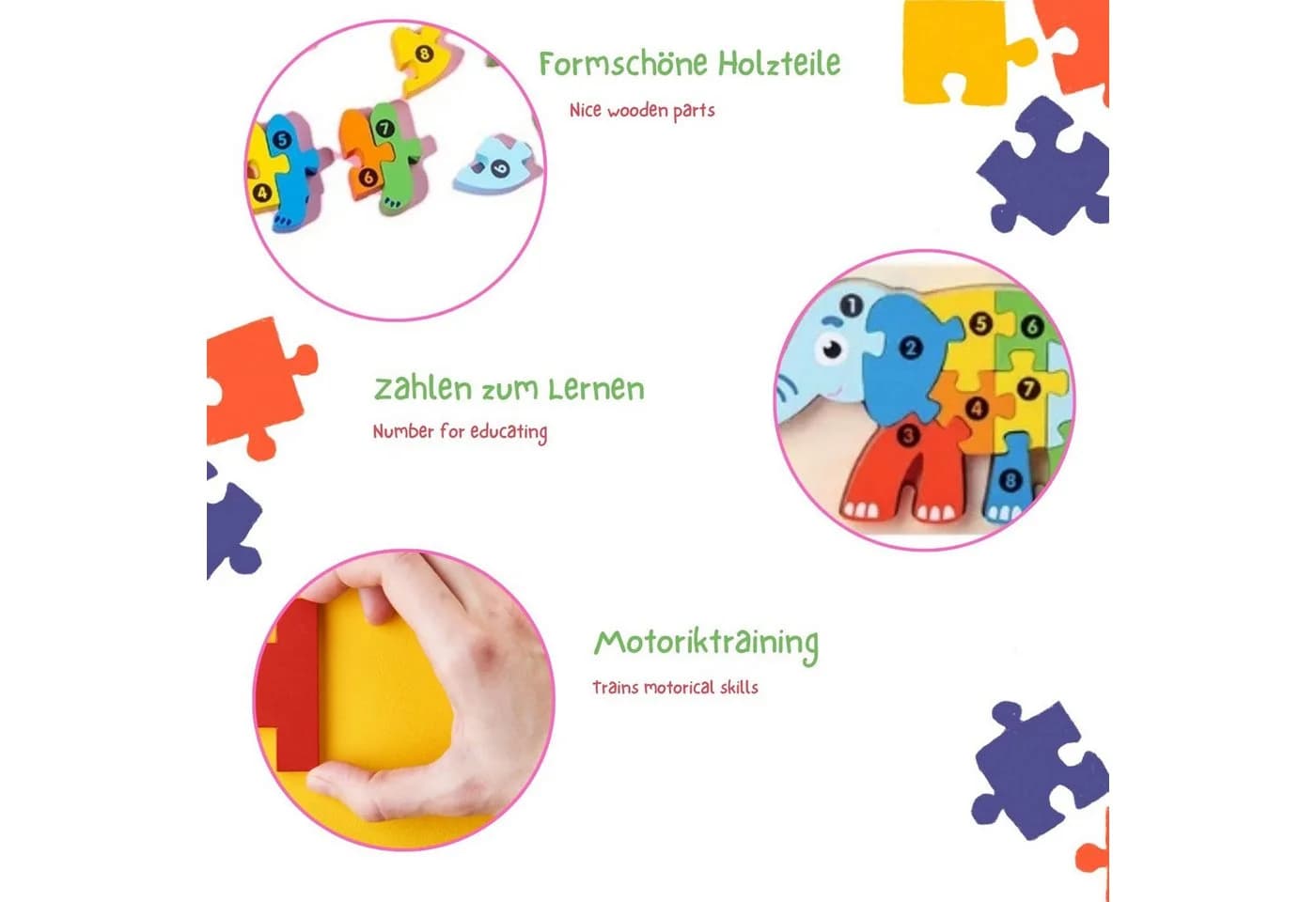 GICO Steckpuzzle Holzpuzzle Set für Jungen und Mädchen 6 er Pack - 3916, Puzzleteile