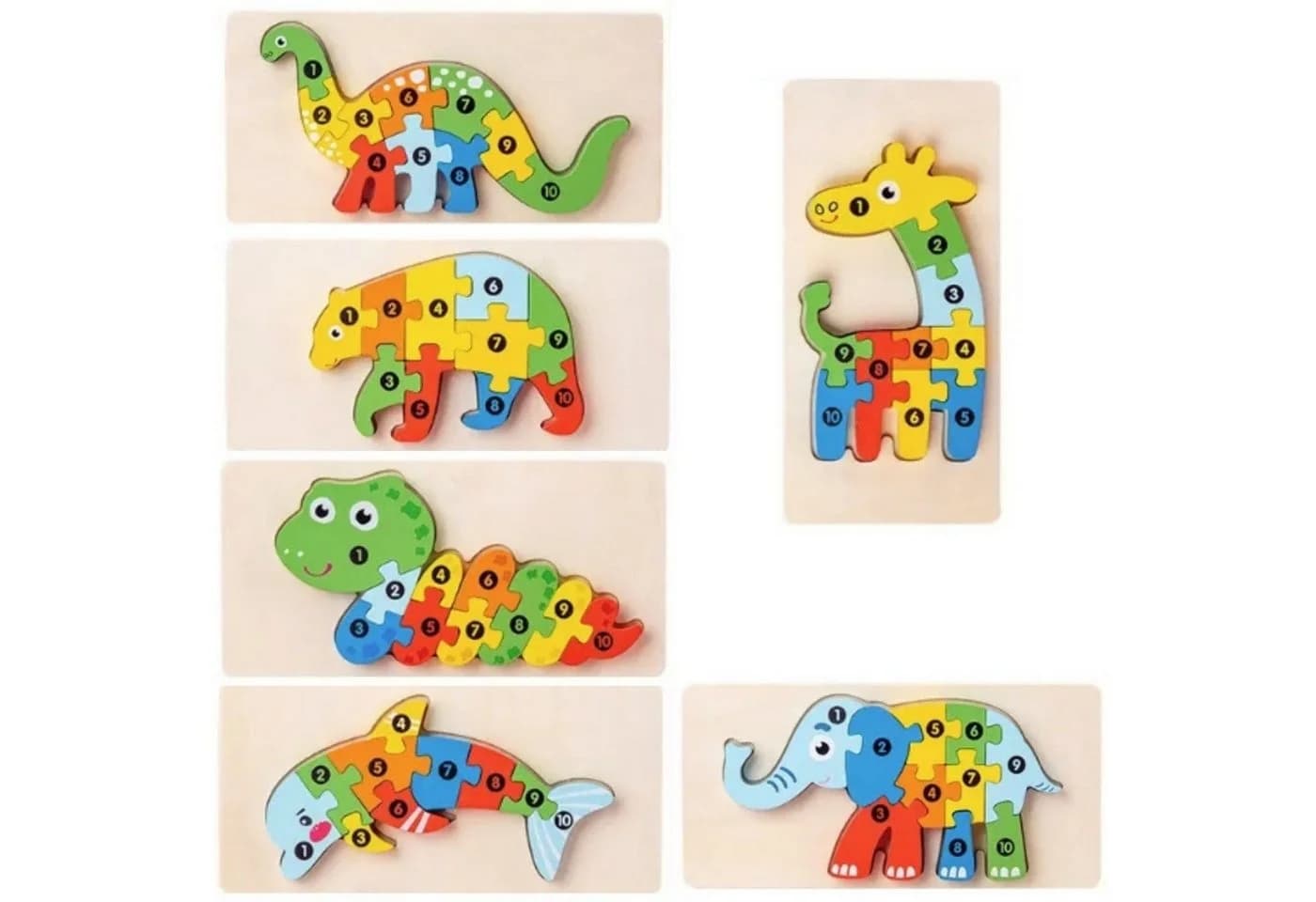 GICO Steckpuzzle Holzpuzzle Set für Jungen und Mädchen 6 er Pack - 3916, Puzzleteile - Bild 2