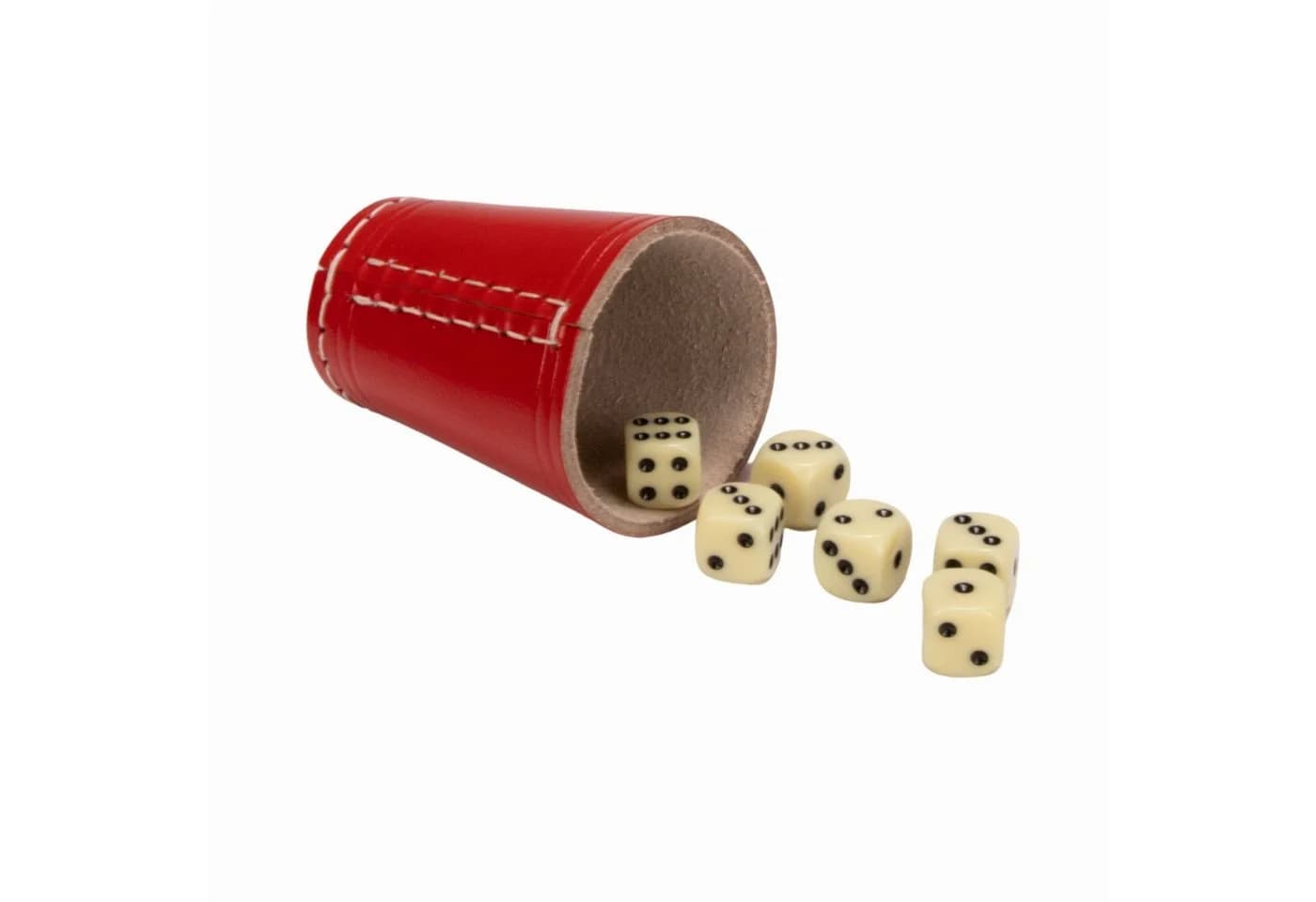 GICO Würfelbecher Rot Echt Leder Standard 9 cm mit 6 Würfeln - Bild 2