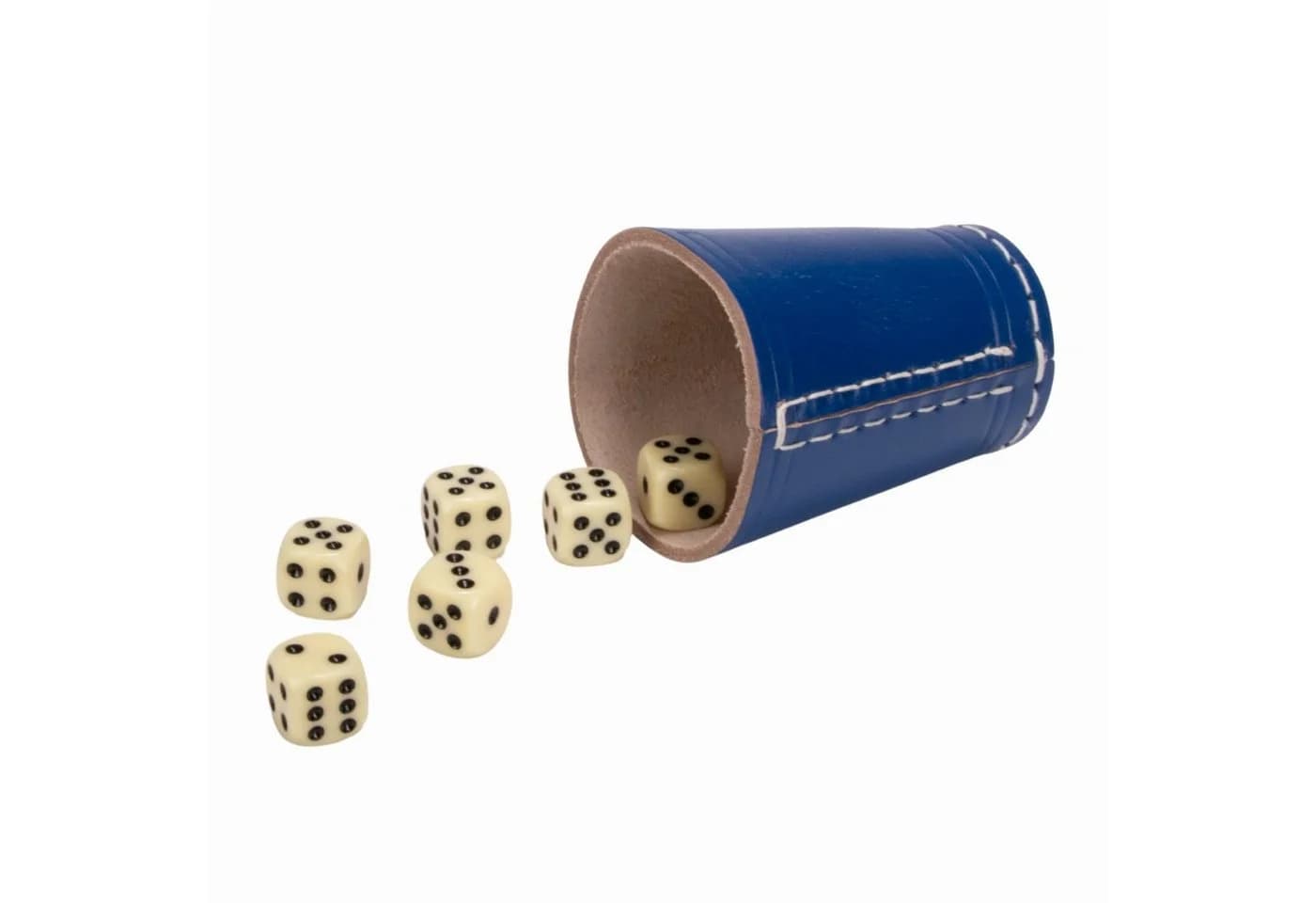 GICO Würfelbecher Blau Leder Standard 9 cm mit 6 Würfeln 5904 - Bild 2