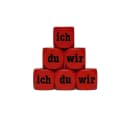 GICO Lesewürfel Ich Du Wir Rot Massivholz Kommunikationswürfel Bild 1