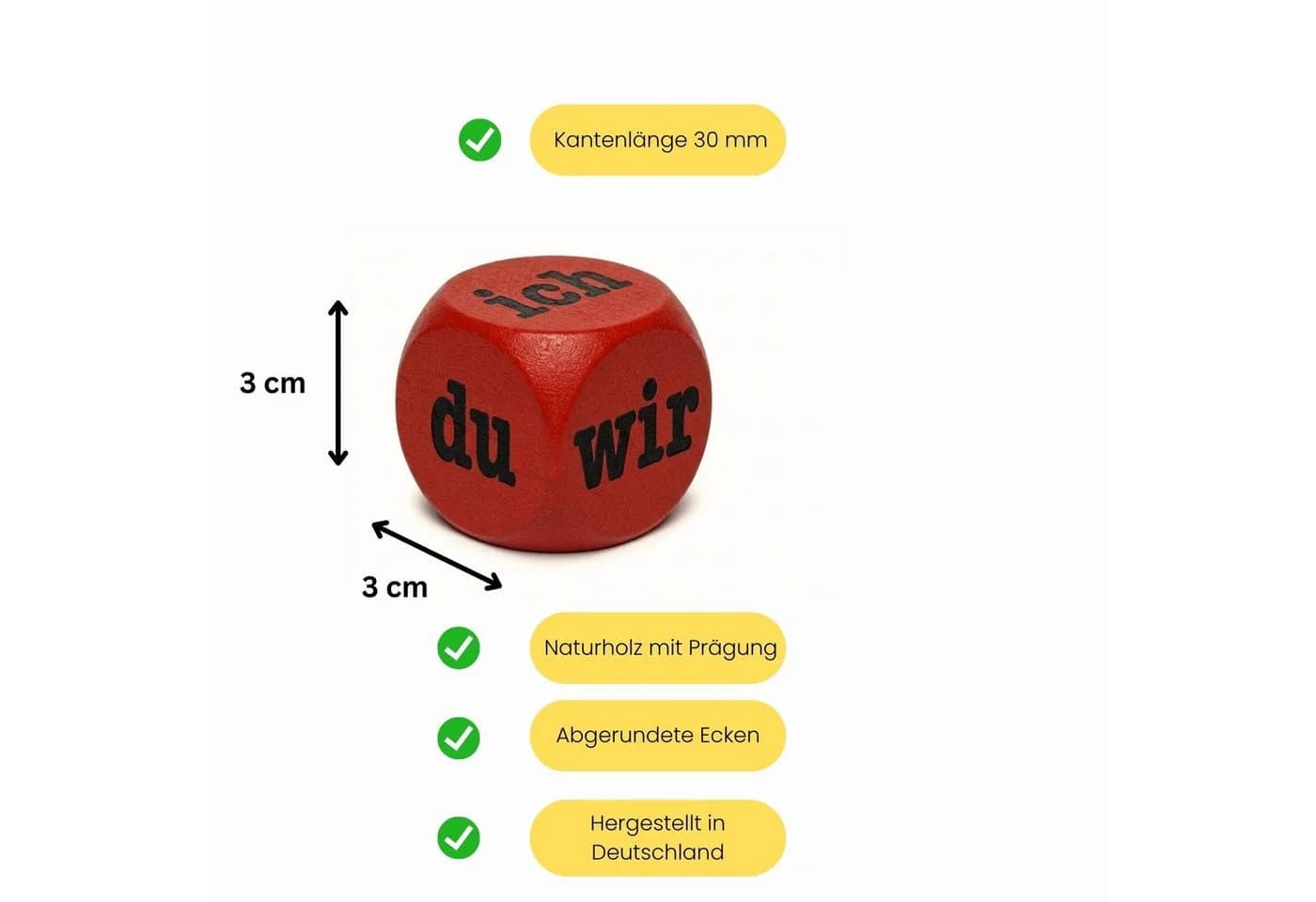 GICO Lesewürfel Ich Du Wir Rot Massivholz Kommunikationswürfel - Bild 3