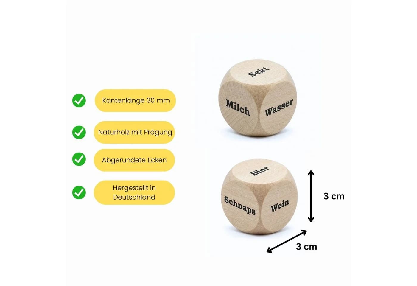 GICO Trinkwürfel Was trinken? Naturbelassenes Holz 30 mm