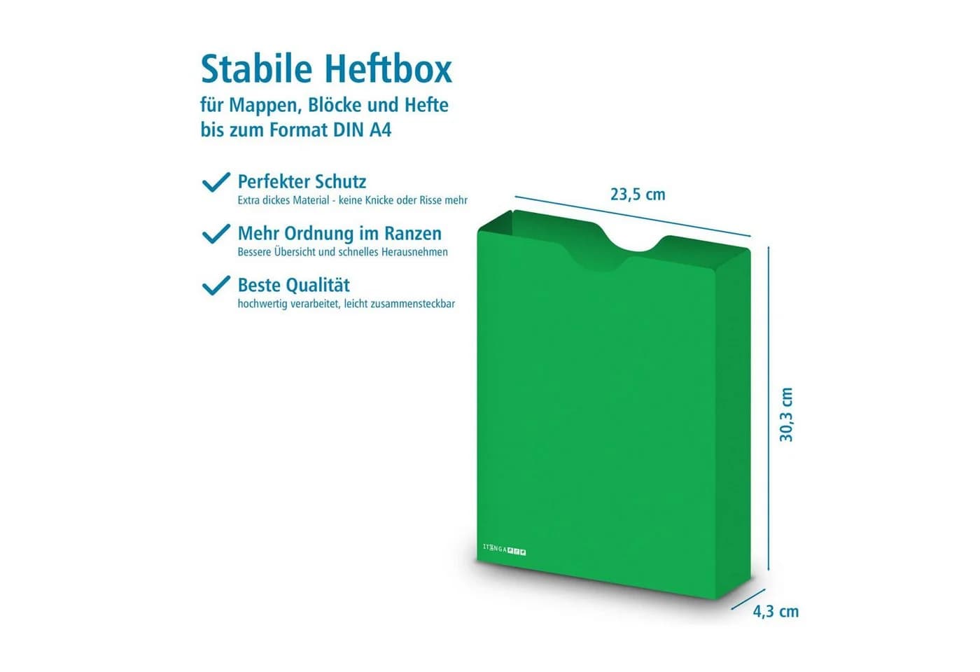 itenga Heftbox DIN A4 Hochformat Grün aus PP