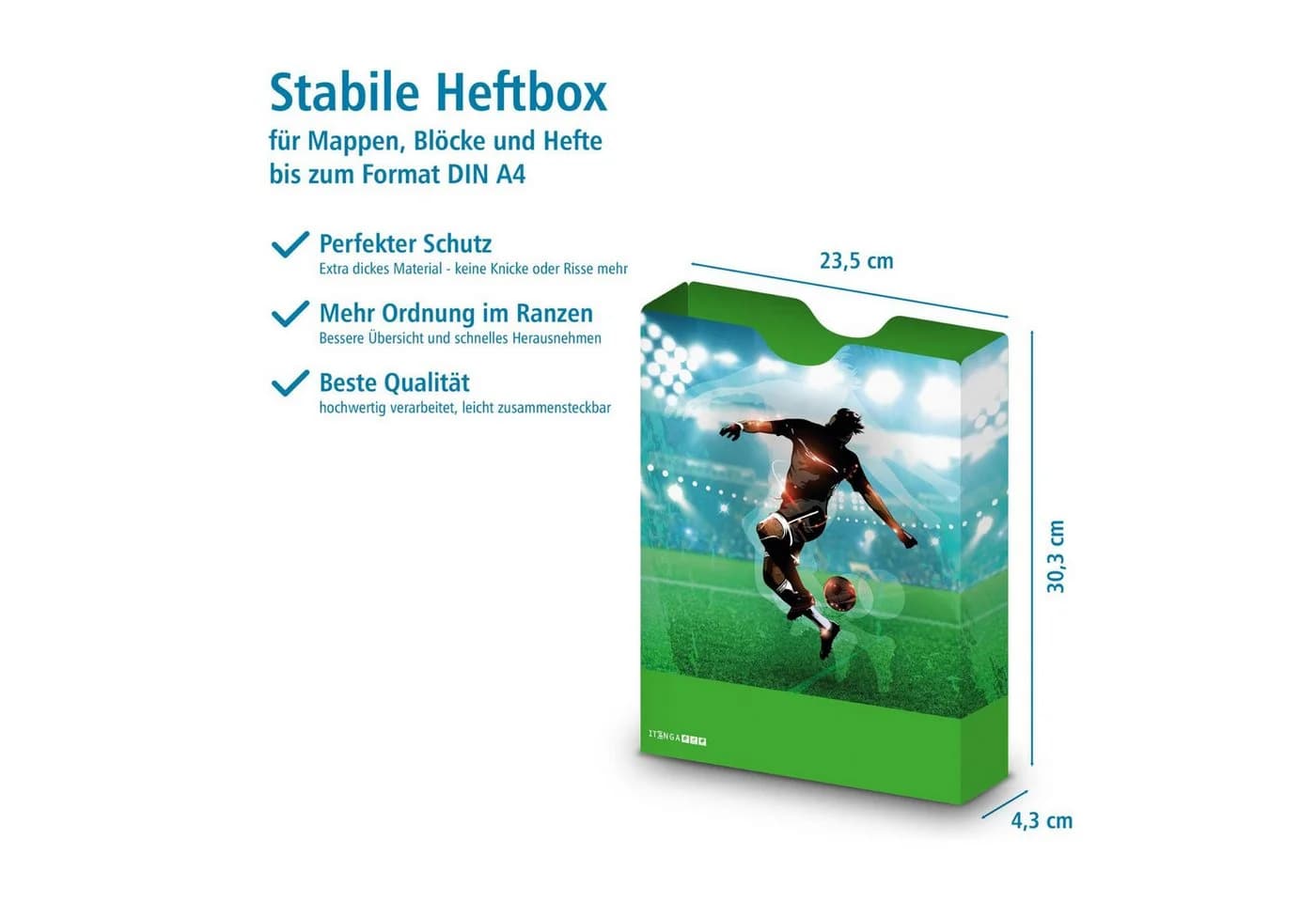 itenga Heftbox DIN A4 Hochformat PP Fußball Motiv