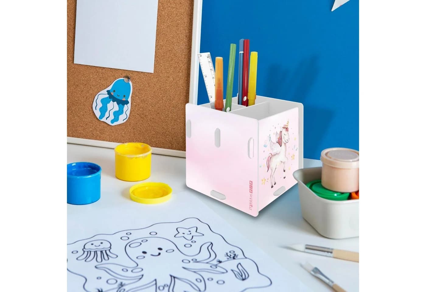 itenga Schreibtischunterlage V1 mit Stifteköcher und Papierkorb - Bild 5
