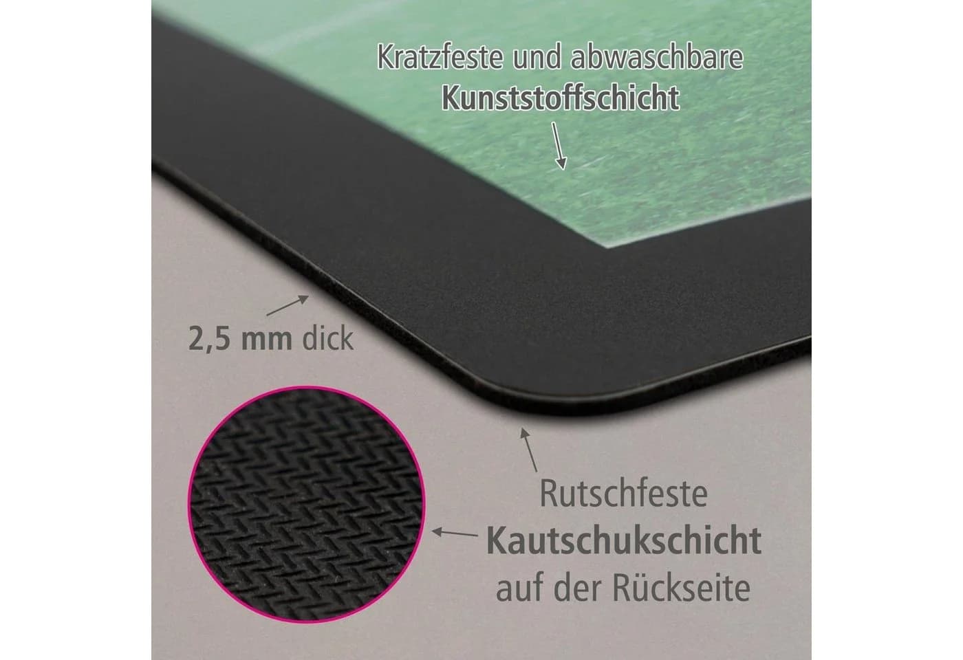 itenga Schreibtischunterlage V1 mit Papierkorb und Stifteköcher eckig - Bild 3