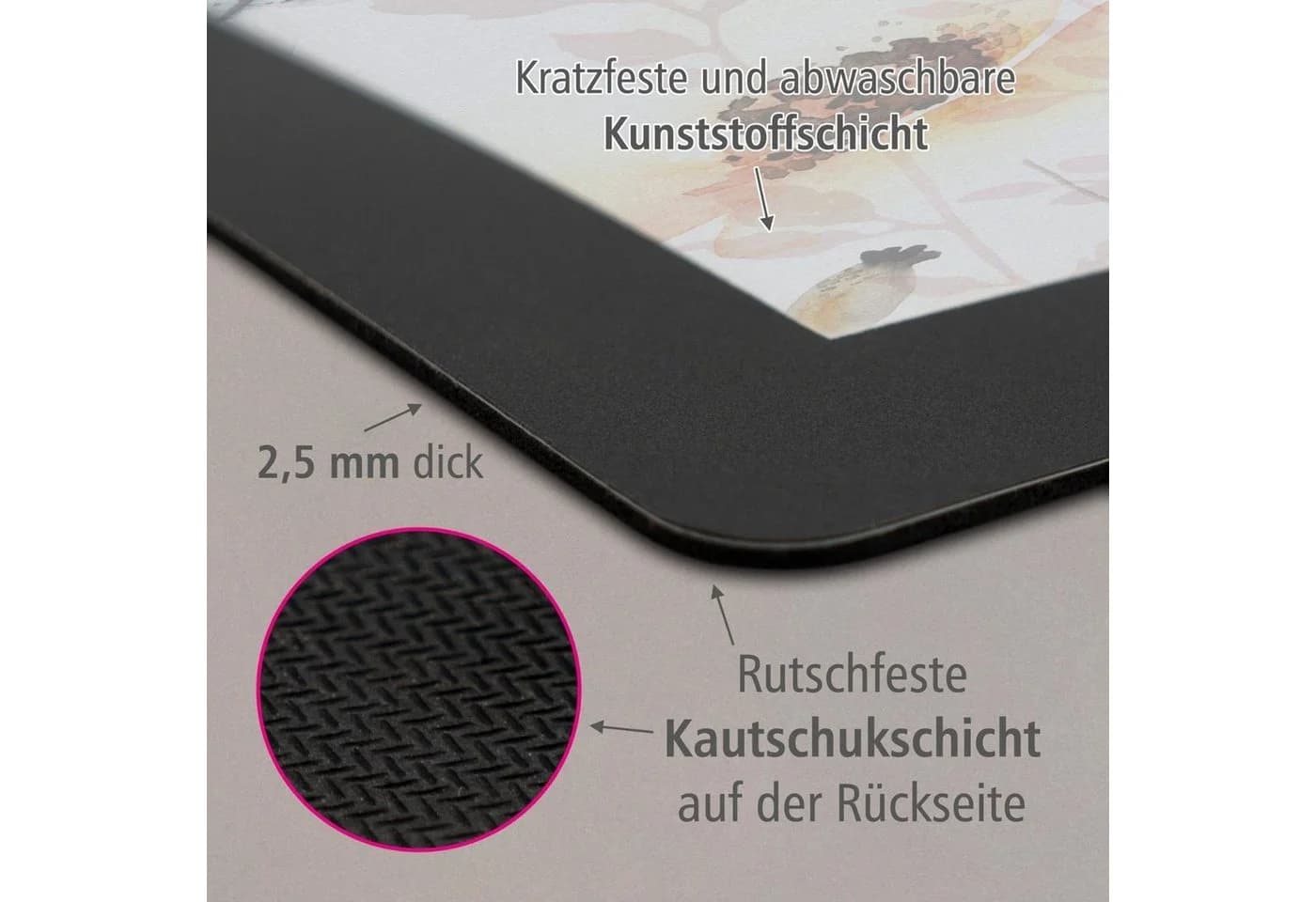 itenga Schreibtischunterlage V1 mit Papierkorb und Stifteköcher eckig - Bild 3