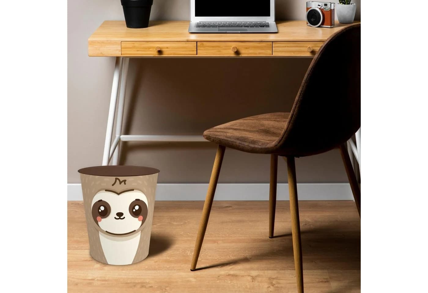 itenga Papierkorb Tiermotiv Faultier Kawaii Design Kunststoff ca. 11 Liter - Bild 3