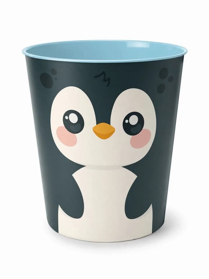 itenga Papierkorb Pinguin Tiermotiv Kunststoff ca. 11 Liter - Bild 2