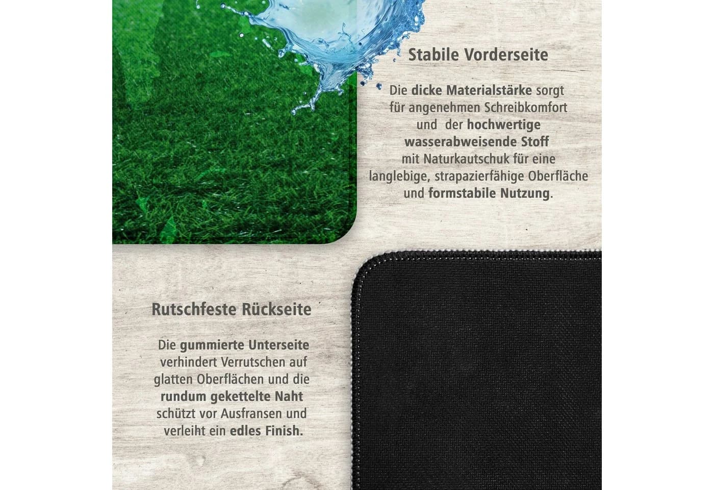 itenga Schreibtischunterlage XXL Mauspad Stoff gummiert - Bild 4